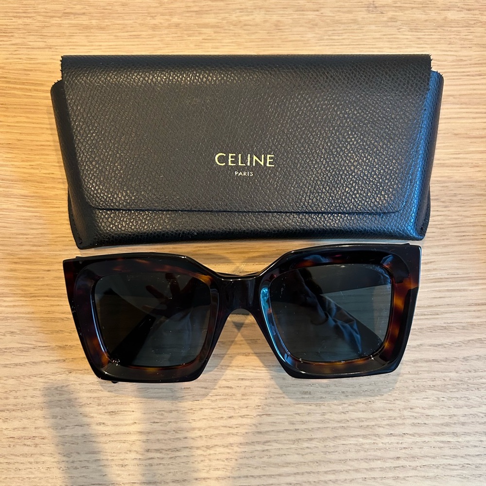 Celine acetate square sunglasses in tortoiseshell